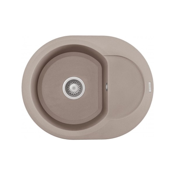 Chiuveta granit Elleci Easy Round 600, Tortora G43, 600 x 470 mm, cuva reversibila