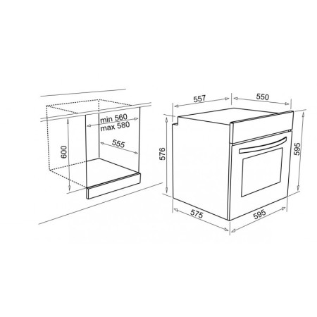 Cuptor electric Elleci Plano 60 cm, multifunctional, grill, 73 l, Inox