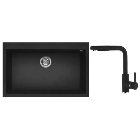 Set Elleci chiuveta Quadra 130 + Baterie C02, Full Black G40