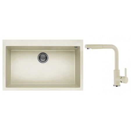 Set Elleci chiuveta Quadra 130 + Baterie C02, Bianco Antico G62